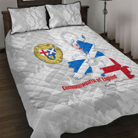 Commonwealth Of England Map Quilt Bed Set Historical British Isles Flag Silhouette