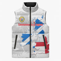 Commonwealth Of England Map Sleeveless Puffer Jacket Historical British Isles Flag Silhouette