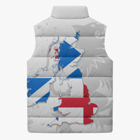 Commonwealth Of England Map Sleeveless Puffer Jacket Historical British Isles Flag Silhouette
