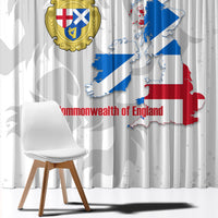 Commonwealth Of England Map Window Curtain Historical British Isles Flag Silhouette