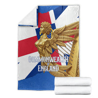 Commonwealth Of England Flag Golden Angel Blanket Historical British Heritage Winged Figure