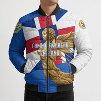 Commonwealth Of England Flag Golden Angel Bomber Puffer Jacket Historical British Heritage Winged Figure