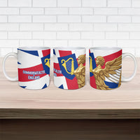 Commonwealth Of England Flag Golden Angel Ceramic Mug Historical British Heritage Winged Figure