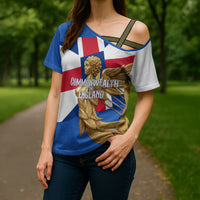 Commonwealth Of England Flag Golden Angel Cross Shoulder Shirt Historical British Heritage Winged Figure