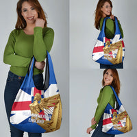 Commonwealth Of England Flag Golden Angel Grocery Bag Historical British Heritage Winged Figure