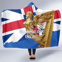 Commonwealth Of England Flag Golden Angel Hooded Blanket Historical British Heritage Winged Figure