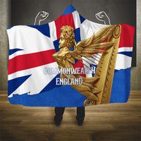 Commonwealth Of England Flag Golden Angel Hooded Blanket Historical British Heritage Winged Figure