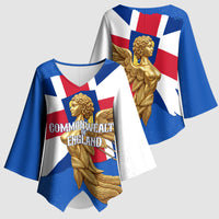 Commonwealth Of England Flag Golden Angel Kimono Sleeve Blouse Historical British Heritage Winged Figure
