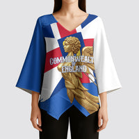 Commonwealth Of England Flag Golden Angel Kimono Sleeve Blouse Historical British Heritage Winged Figure
