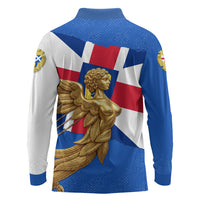 Commonwealth Of England Flag Golden Angel Long Sleeve Polo Shirt Historical British Heritage Winged Figure
