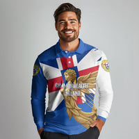 Commonwealth Of England Flag Golden Angel Long Sleeve Polo Shirt Historical British Heritage Winged Figure