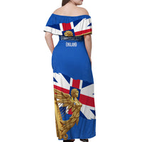 Commonwealth Of England Flag Golden Angel Off Shoulder Maxi Dress Historical British Heritage Winged Figure