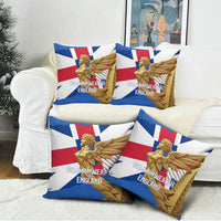 Commonwealth Of England Flag Golden Angel Pillow Cover Historical British Heritage Winged Figure