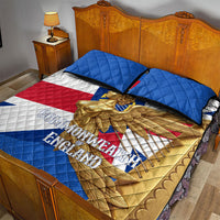 Commonwealth Of England Flag Golden Angel Quilt Bed Set Historical British Heritage Winged Figure