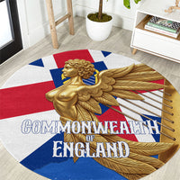 Commonwealth Of England Flag Golden Angel Round Carpet Historical British Heritage Winged Figure