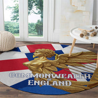 Commonwealth Of England Flag Golden Angel Round Carpet Historical British Heritage Winged Figure