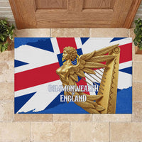 Commonwealth Of England Flag Golden Angel Rubber Doormat Historical British Heritage Winged Figure