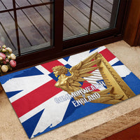Commonwealth Of England Flag Golden Angel Rubber Doormat Historical British Heritage Winged Figure
