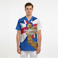 Commonwealth Of England Flag Golden Angel Scrub Top Historical British Heritage Winged Figure