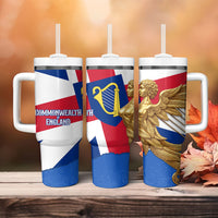 Commonwealth Of England Flag Golden Angel Tumbler With Handle Historical British Heritage Winged Figure