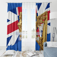 Commonwealth Of England Flag Golden Angel Window Curtain Historical British Heritage Winged Figure
