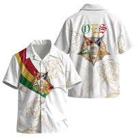 Order Of The Eastern Star Kid Hawaiian Shirt OES Elegant Floral Line Art Fraternal Symbolism