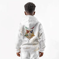 Order Of The Eastern Star Kid Hoodie OES Elegant Floral Line Art Fraternal Symbolism