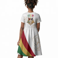 Order Of The Eastern Star Kid Short Sleeve Dress OES Elegant Floral Line Art Fraternal Symbolism