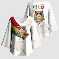 Order Of The Eastern Star Kimono Sleeve Blouse OES Elegant Floral Line Art Fraternal Symbolism