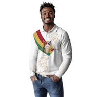 Order Of The Eastern Star Long Sleeve Polo Shirt OES Elegant Floral Line Art Fraternal Symbolism