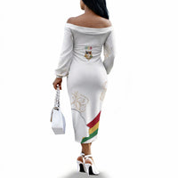 Order Of The Eastern Star Off The Shoulder Long Sleeve Dress OES Elegant Floral Line Art Fraternal Symbolism