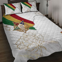 Order Of The Eastern Star Quilt Bed Set OES Elegant Floral Line Art Fraternal Symbolism