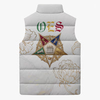 Order Of The Eastern Star Sleeveless Puffer Jacket OES Elegant Floral Line Art Fraternal Symbolism