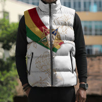 Order Of The Eastern Star Sleeveless Puffer Jacket OES Elegant Floral Line Art Fraternal Symbolism