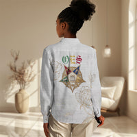 Order Of The Eastern Star Women Casual Shirt OES Elegant Floral Line Art Fraternal Symbolism