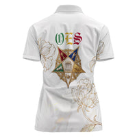 Order Of The Eastern Star Women Polo Shirt OES Elegant Floral Line Art Fraternal Symbolism
