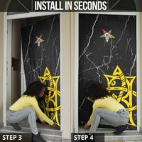OES Order Of The Eastern Star Door Cover Five Pointed Star Emblem On Black Marble Texture
