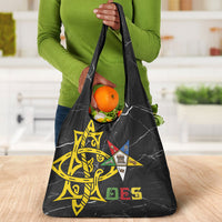 OES Order Of The Eastern Star Grocery Bag Five Pointed Star Emblem On Black Marble Texture