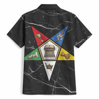OES Order Of The Eastern Star Hawaiian Shirt Five Pointed Star Emblem On Black Marble Texture