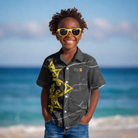 OES Order Of The Eastern Star Kid Hawaiian Shirt Five Pointed Star Emblem On Black Marble Texture