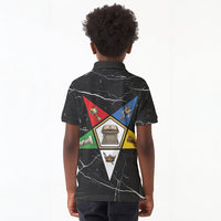 OES Order Of The Eastern Star Kid Polo Shirt Five Pointed Star Emblem On Black Marble Texture