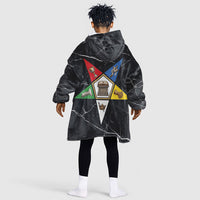 OES Order Of The Eastern Star Kid Wearable Blanket Hoodie Five Pointed Star Emblem On Black Marble Texture