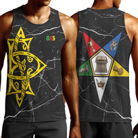 OES Order Of The Eastern Star Men Tank Top Five Pointed Star Emblem On Black Marble Texture