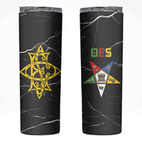 OES Order Of The Eastern Star Skinny Tumbler Five Pointed Star Emblem On Black Marble Texture