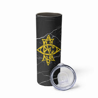 OES Order Of The Eastern Star Skinny Tumbler Five Pointed Star Emblem On Black Marble Texture