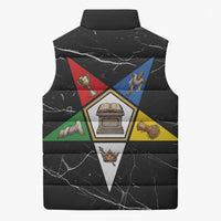 OES Order Of The Eastern Star Sleeveless Puffer Jacket Five Pointed Star Emblem On Black Marble Texture