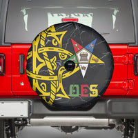 OES Order Of The Eastern Star Spare Tire Cover Five Pointed Star Emblem On Black Marble Texture