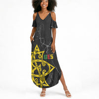 OES Order Of The Eastern Star Summer Maxi Dress Five Pointed Star Emblem On Black Marble Texture