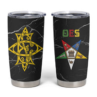 OES Order Of The Eastern Star Tumbler Cup Five Pointed Star Emblem On Black Marble Texture