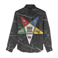 OES Order Of The Eastern Star Women Casual Shirt Five Pointed Star Emblem On Black Marble Texture